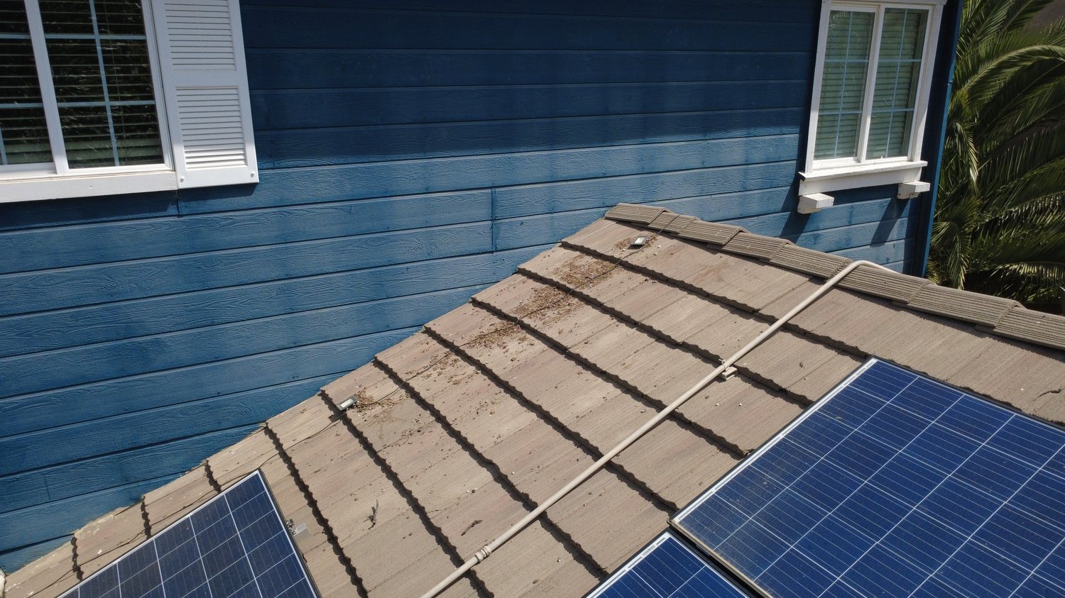Home with solar panels from above