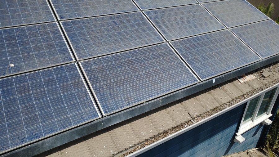 Rooftop solar array from above